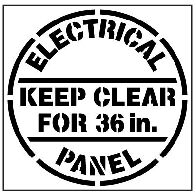 Pavement Tool Floor Stencils - Electrical Panel Keep Clear For 36in. S-553102