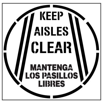 Floor Stencils - Keep Aisles Clear Mantenga Los Pasillos Libres