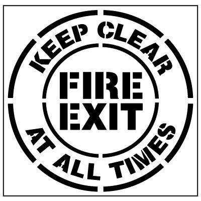 Floor Stencils - Keep Clear At All Times Fire Exit