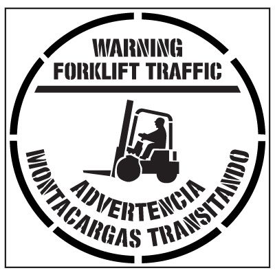 Pavement Tool Floor Stencils - Warning Forklift Traffic Advertencia Montacargas Transitando S-5516 D