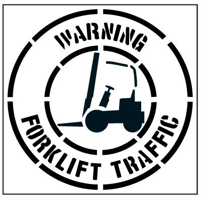 Floor Stencils - Warning Forklift Traffic (With Graphic)