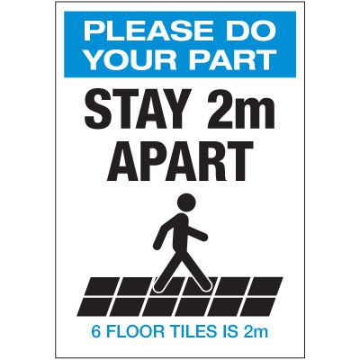 Stay 2M Apart Floor Tiles Portrait Label