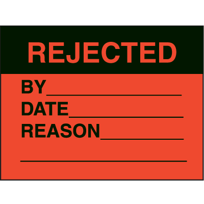 Rejected By Date Reason Fluorescent Paper Labels