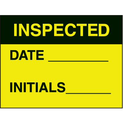 Inspected Date Initials Fluorescent Paper Labels
