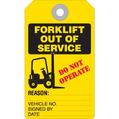 Forklift Out Of Service Tag