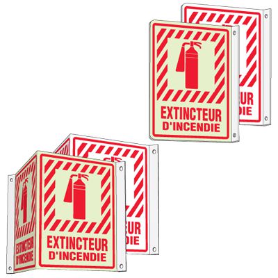 French 2 & 3-Way Fire Extinguisher Signs - Extincteur D'Incendie