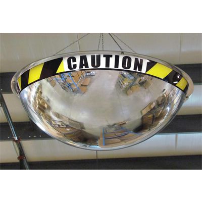 Full Dome Acrylic Security Mirror with Caution Message
