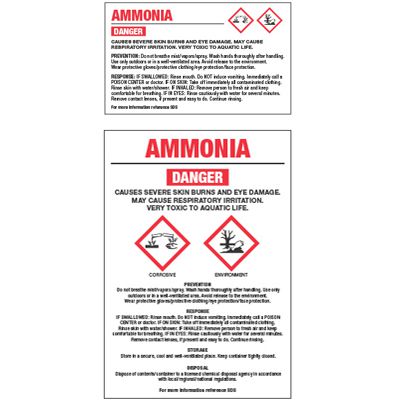 GHS Chemical Labels - Ammonia