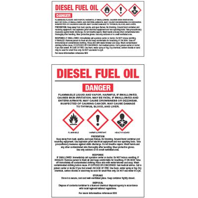 GHS Chemical Labels - Diesel Fuel Oil