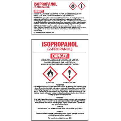 GHS Chemical Labels - Isopropanol