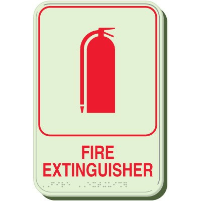 Fire Extinguisher Luminous Braille Sign