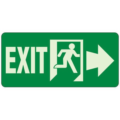 Glow In The Dark Exit To The Right Sign