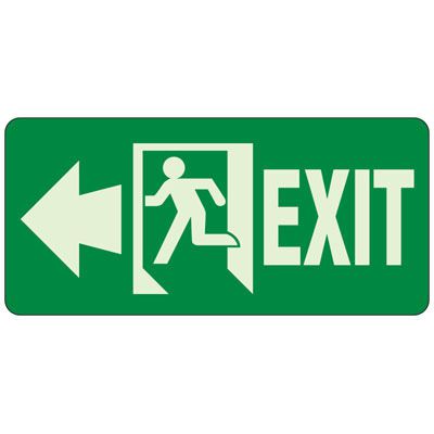 Glow In The Dark Exit To The Left Sign