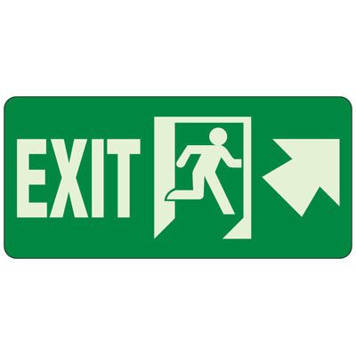 Glow In The Dark Exit Egress Sign (Arrow Up)