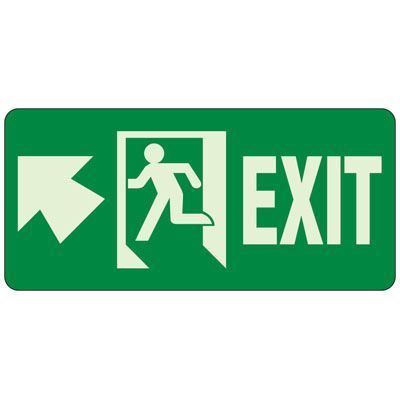 Glow In The Dark Exit Egress Sign (Exit Up)
