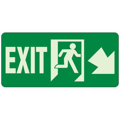Glow In The Dark Exit Egress Sign (Exit Down)
