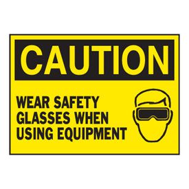 Graphic On-The-Spot Labels - Wear Safety Glasses When Using Equipment
