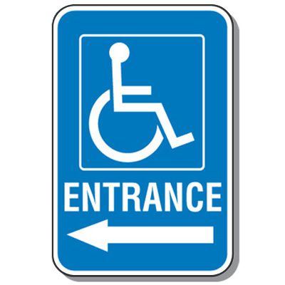 Handicap Signs - Entrance (Symbol of Access & Left Arrow)