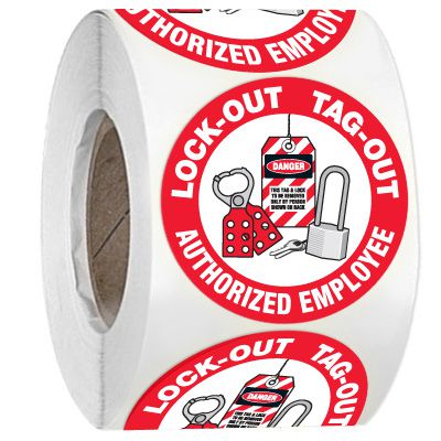 Hard Hat Safety Labels On A Roll - Lock-Out Tag-Out