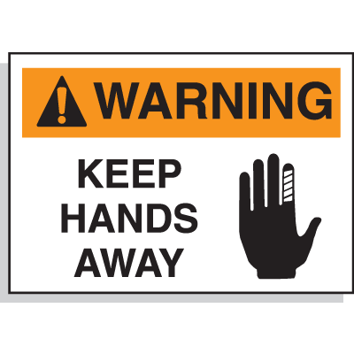 Hazard Warning Labels - Warning Keep Hands Away (With Graphic)