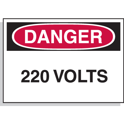 Hazard Warning Labels - Danger 220 Volts