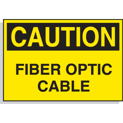 Hazard Warning Labels - Caution Fiber Optic Cable