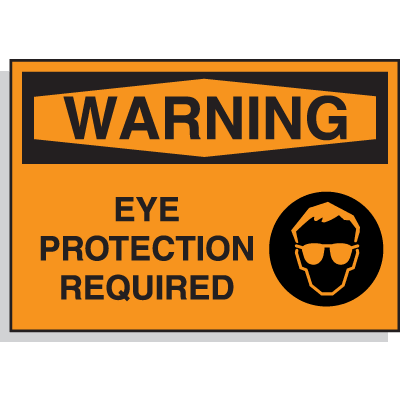 Hazard Warning Labels - Warning Eye Protection Required (with Graphic)