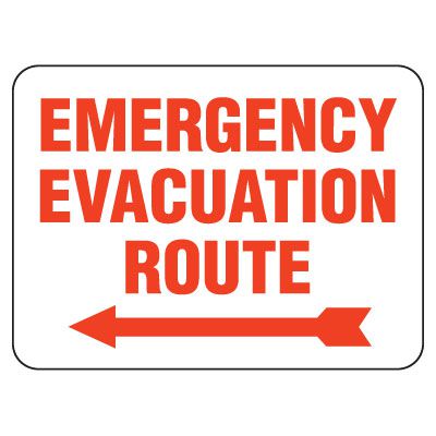 Emergency Evacuation Route Sign - Left Arrow