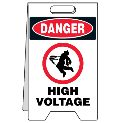 Heavy Duty Floor Stand Signs- High Voltage (With Graphic)