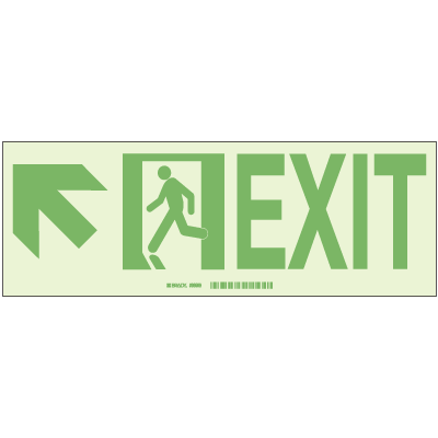Exit with Upper Left Arrow - Hi-Intensity Photoluminescent Signs