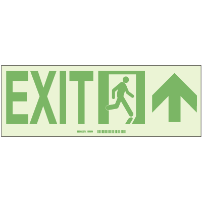 Exit with Up Arrow - Hi-Intensity Photoluminescent Signs (10Pk)
