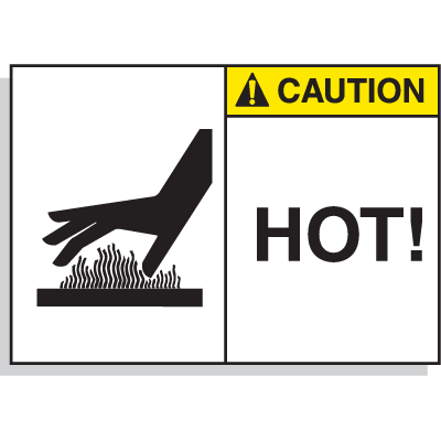 Hot Surface Equipment Warning Labels - Caution Hot