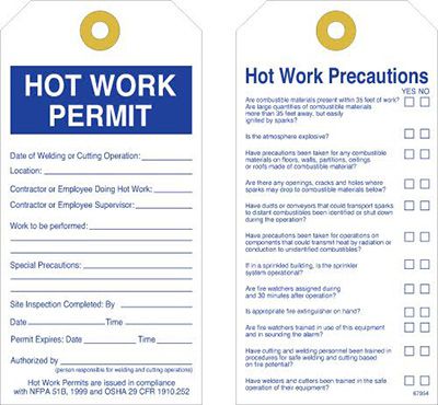 Permit Tags - Hot Work Permit