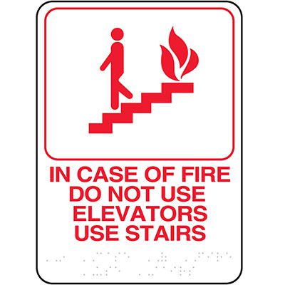In Case of Fire Do Not Use Elevators ADA Sign