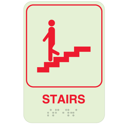Stairs Sign -Braille Glow-In-The-Dark Signs