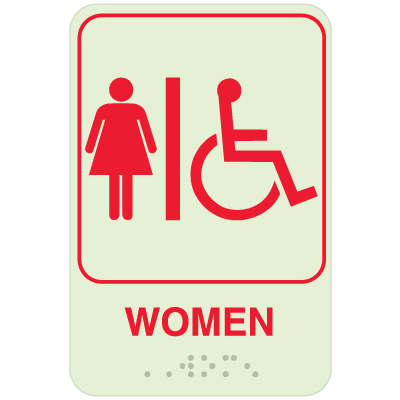 Glow in the Dark Women's Restroom Sign