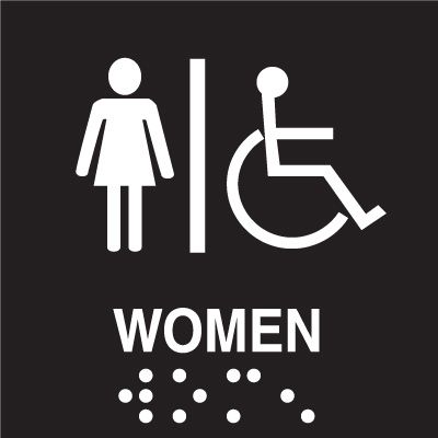 Womens Restroom Braille Signs-Injection Molded Signs