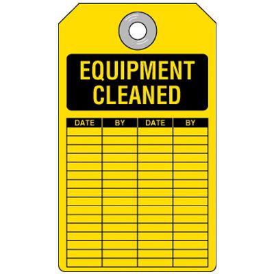 Heavy-Duty Plastic Equipment Cleaned Tag