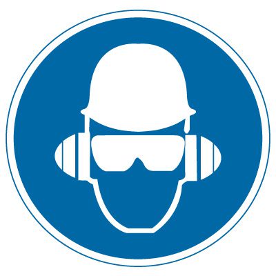 International Symbols Labels - Wear Head, Hearing & Eye Protection (Graphic)