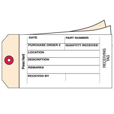 3-Part Carbonless Receiving Inventory Tags