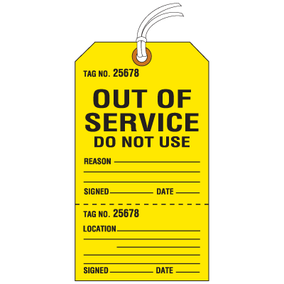Jumbo Cardstock Tear-Off Safety Tags - Out of Service