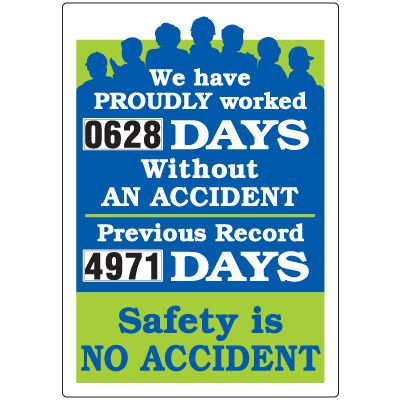Jumbo Dial-A-Day Safety Scoreboard - Proudly Worked Without Accident