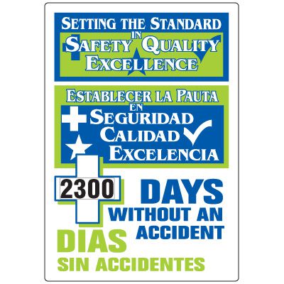 Jumbo Dial-A-Day Safety Scoreboard - Worked Without Accident Bilingual