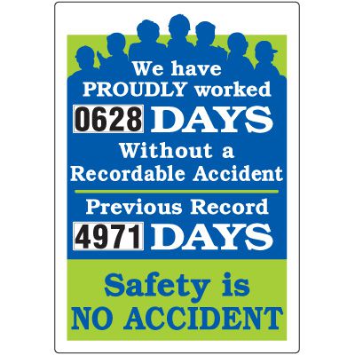 Jumbo Dial-A-Day Safety Scoreboard - Worked Without Recordable Accident