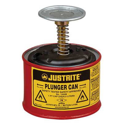 Justrite 1 Pint Steel Plunger Can