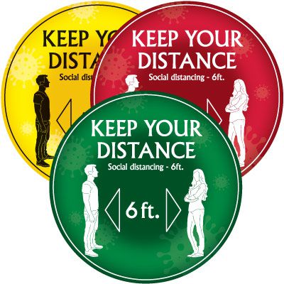 Temporary Floor Markers - Keep Your Distance 6Ft