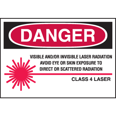 Laser Equipment Warning Labels - Danger Class 4 Laser