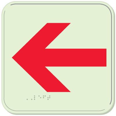 Left Arrow - Glo-Brite® ADA Braille Signs