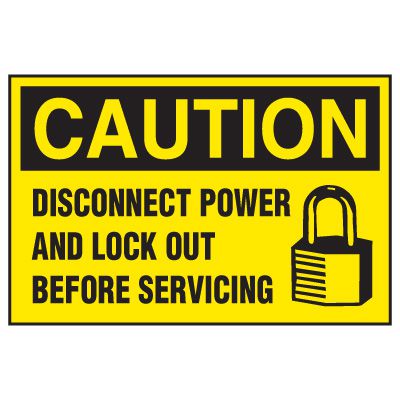Lockout Hazard Warning Labels - Caution Disconnect Power
