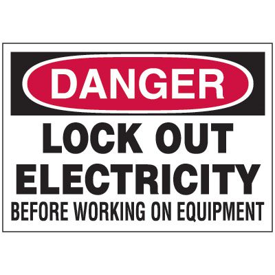 Lockout Hazard Warning Labels - Danger Lock Out Electricity